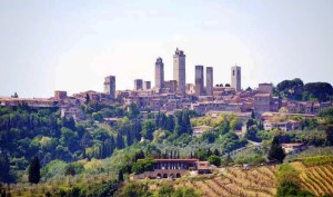 View of San Gimignano from above Poggio Alloro